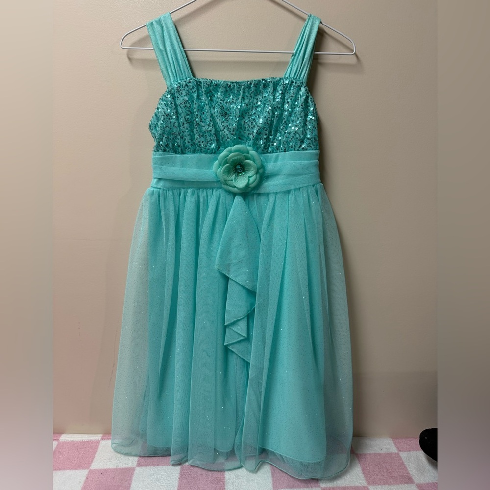 My Michelle Teal Sequin Formal Dress